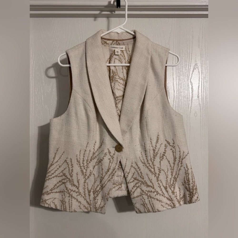 Coldwater Creek tweed blazer embroidered vest size 14